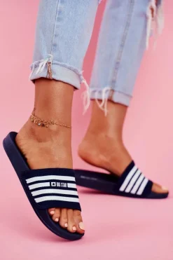 Outlet Big Star Shoes Klapki Damskie Big Star FF274A356 Granatowe
