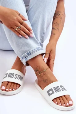 Online Klapki Damskie Big Star FF274A199 Białe Damskie Klapki Sportowe|Klapki Damskie Big Star