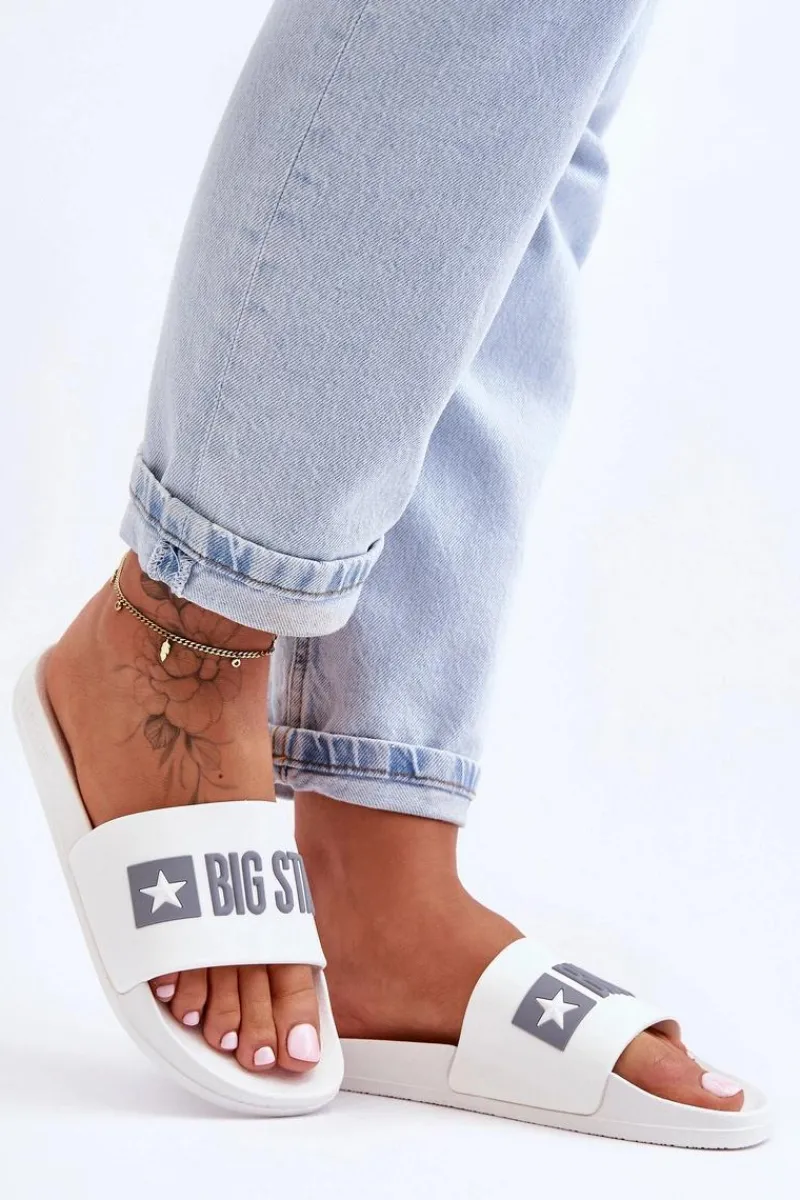 Online Klapki Damskie Big Star FF274A199 Białe Damskie Klapki Sportowe|Klapki Damskie Big Star