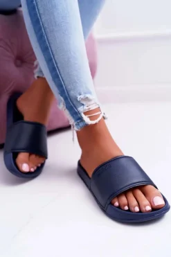 Outlet Big Star Shoes Klapki Damskie Big Star Granatowe AA274A167