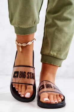 Hot Big Star Shoes Klapki Damskie Big Star JJ274639 Czarne