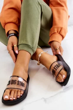 Hot Big Star Shoes Klapki Damskie Big Star JJ274639 Czarne