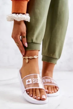 Klapki Sportowe|Klapki Damskie Big Star></noscript>Big Star Shoes Klapki Damskie Big Star JJ274642 Białe
