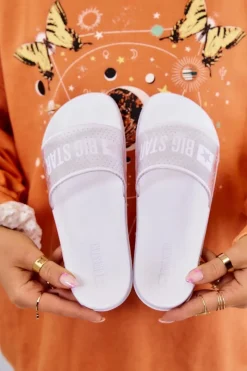 Klapki Sportowe|Klapki Damskie Big Star></noscript>Big Star Shoes Klapki Damskie Big Star JJ274642 Białe