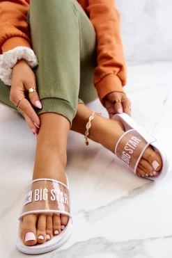 Klapki Sportowe|Klapki Damskie Big Star></noscript>Big Star Shoes Klapki Damskie Big Star JJ274642 Białe