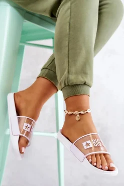 Klapki Sportowe|Klapki Damskie Big Star></noscript>Big Star Shoes Klapki Damskie Big Star JJ274642 Białe