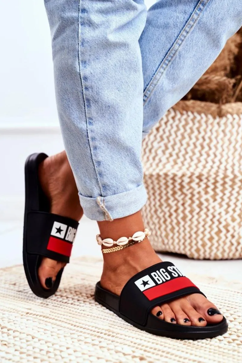 Best Big Star Shoes Klapki Damskie Big Star Klasyk Czarne GG274A045