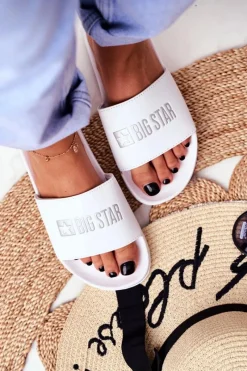 Discount Klapki Damskie Big Star Klasyk Białe GG274044 Damskie Klapki Damskie Big Star|Klapki Damskie Klasyczne