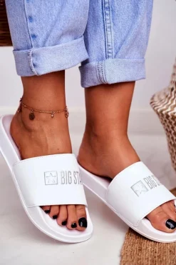 Discount Klapki Damskie Big Star Klasyk Białe GG274044 Damskie Klapki Damskie Big Star|Klapki Damskie Klasyczne