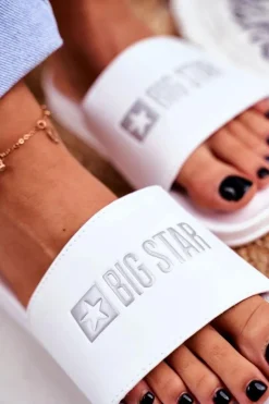 Discount Klapki Damskie Big Star Klasyk Białe GG274044 Damskie Klapki Damskie Big Star|Klapki Damskie Klasyczne