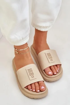 Sale Big Star Shoes Klapki Damskie Big Star LL274A210 Beżowe Beżowy