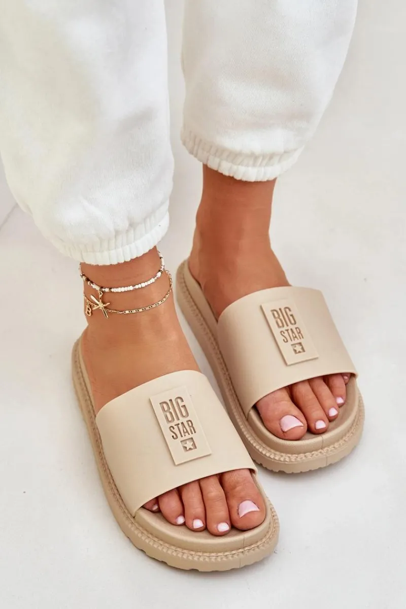 Sale Big Star Shoes Klapki Damskie Big Star LL274A210 Beżowe Beżowy