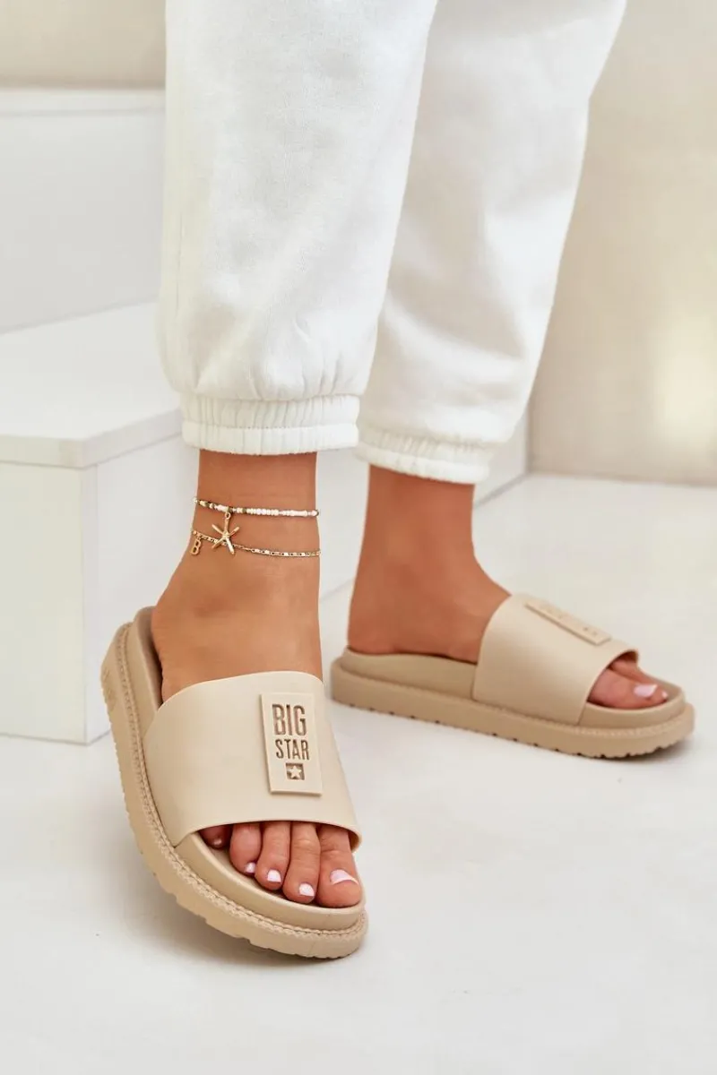 Sale Big Star Shoes Klapki Damskie Big Star LL274A210 Beżowe Beżowy