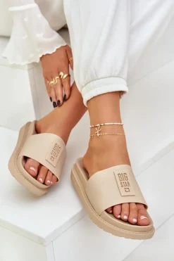 Sale Big Star Shoes Klapki Damskie Big Star LL274A210 Beżowe Beżowy