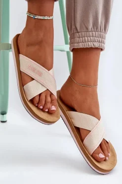 Clearance Klapki Damskie Big Star NN274A057 Beżowe Damskie Klapki Damskie Big Star|Klapki Damskie Klasyczne