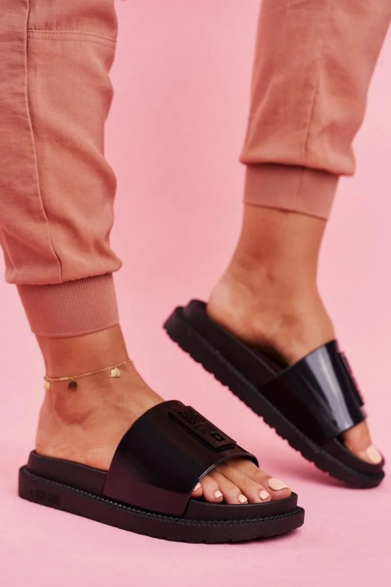 Sale Klapki Damskie Big Star na Platformie Czarne FF274813 Damskie Klapki Sportowe|Klapki Damskie Big Star