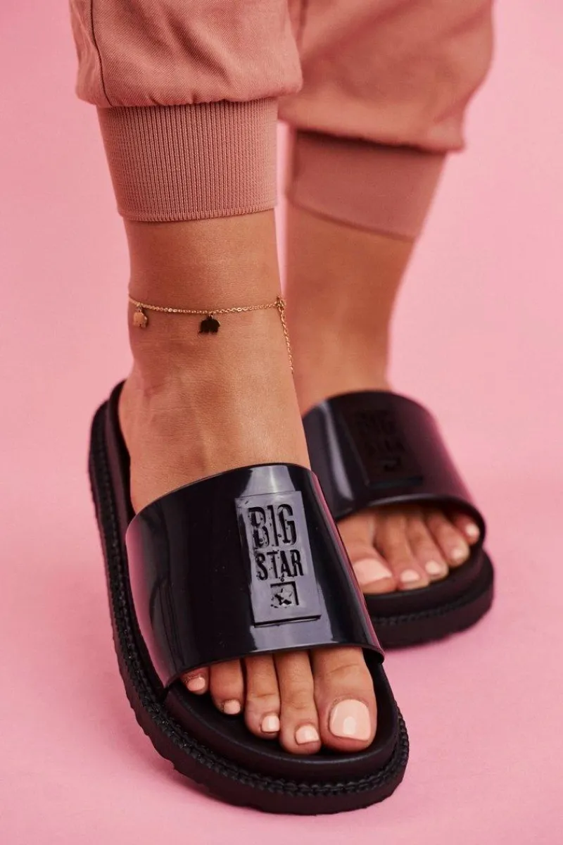 Sale Klapki Damskie Big Star na Platformie Czarne FF274813 Damskie Klapki Sportowe|Klapki Damskie Big Star