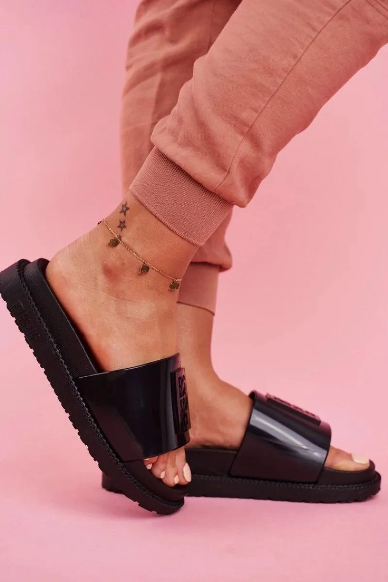 Sale Klapki Damskie Big Star na Platformie Czarne FF274813 Damskie Klapki Sportowe|Klapki Damskie Big Star