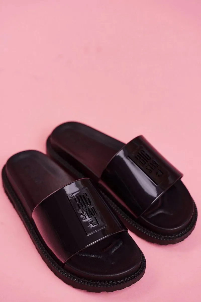 Sale Klapki Damskie Big Star na Platformie Czarne FF274813 Damskie Klapki Sportowe|Klapki Damskie Big Star