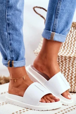 Klapki Sportowe|Klapki Damskie Big Star>Big Star Shoes Klapki Damskie Big Star na Platformie Białe FF274812