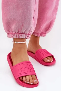 Outlet Klapki Damskie Big Star NN274A668 Fuksja Damskie Klapki Sportowe|Klapki Damskie Big Star
