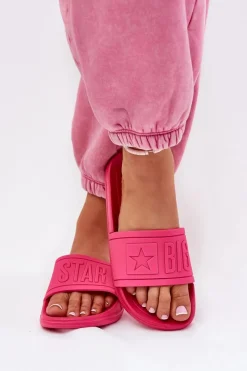 Outlet Klapki Damskie Big Star NN274A668 Fuksja Damskie Klapki Sportowe|Klapki Damskie Big Star