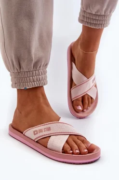 Clearance Big Star Shoes Klapki Damskie Big Star NN274A058 Różowe Różowy