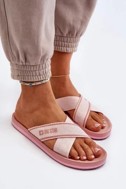 Clearance Big Star Shoes Klapki Damskie Big Star NN274A058 Różowe Różowy