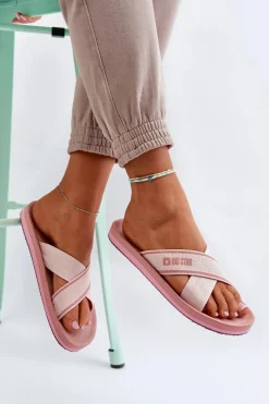 Clearance Big Star Shoes Klapki Damskie Big Star NN274A058 Różowe Różowy