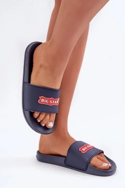 New Big Star Shoes Klapki Damskie Big Star OO274039 Granatowe Niebieski