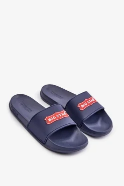 New Big Star Shoes Klapki Damskie Big Star OO274039 Granatowe Niebieski