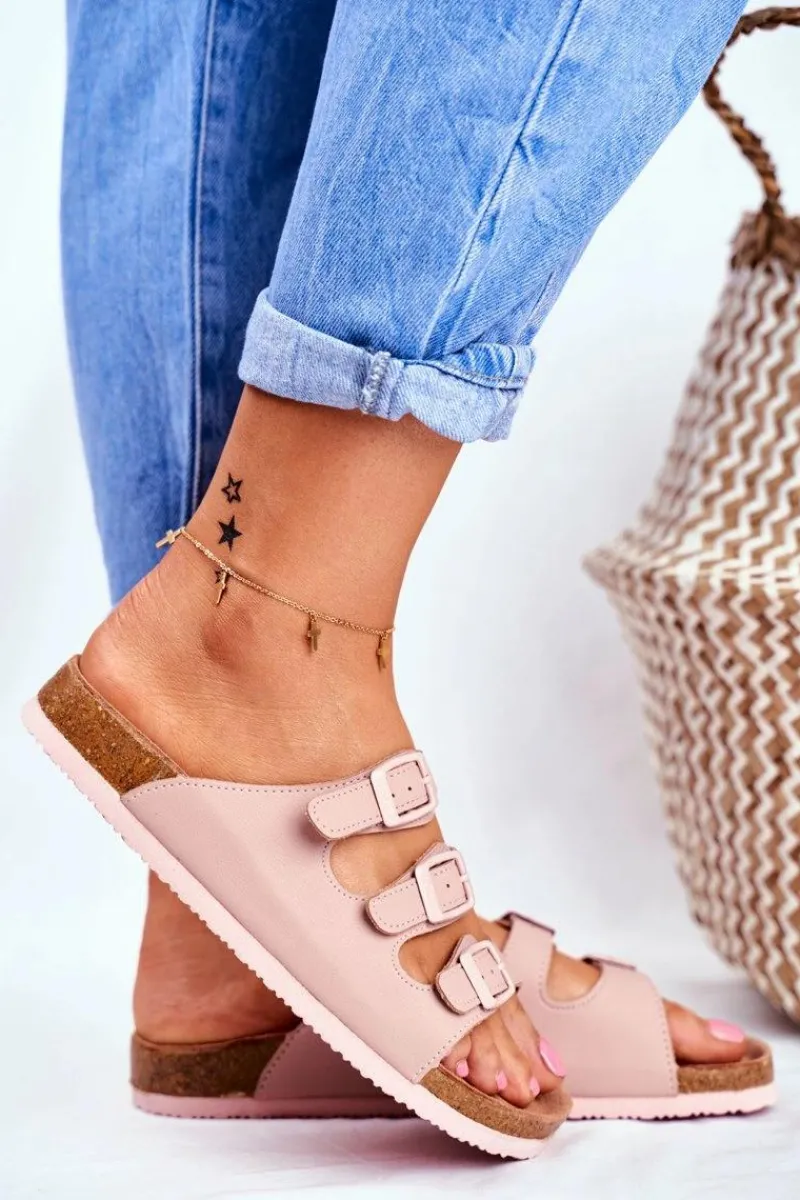 Big Star Shoes Klapki Damskie Big Star Pudrowy Róż FF274627