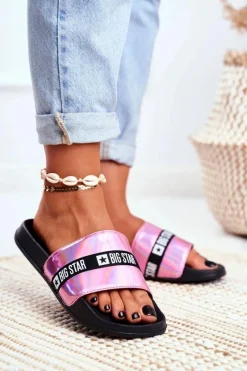 Discount Klapki Damskie Big Star Różowe Holo GG274A008 Damskie Klapki Damskie Big Star|Klapki Damskie Klasyczne