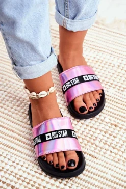 Discount Klapki Damskie Big Star Różowe Holo GG274A008 Damskie Klapki Damskie Big Star|Klapki Damskie Klasyczne