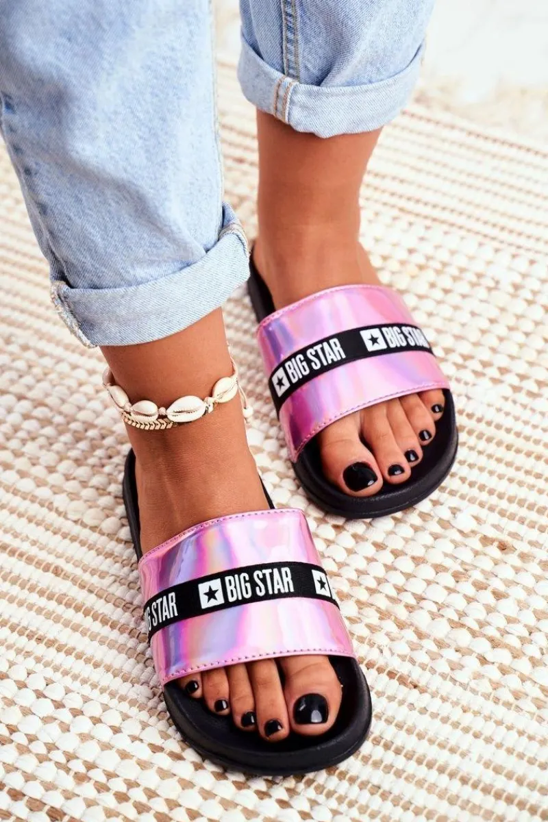 Discount Klapki Damskie Big Star Różowe Holo GG274A008 Damskie Klapki Damskie Big Star|Klapki Damskie Klasyczne