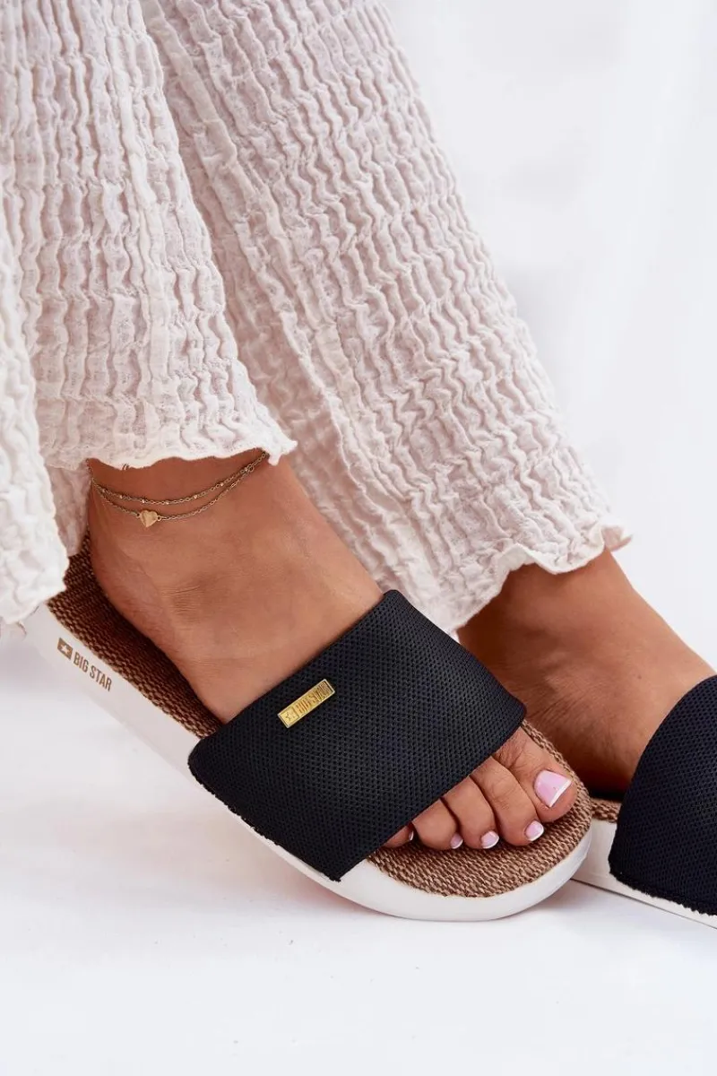 Sale Big Star Shoes Klapki Damskie Big Star RR274A108 Czarne Czarny