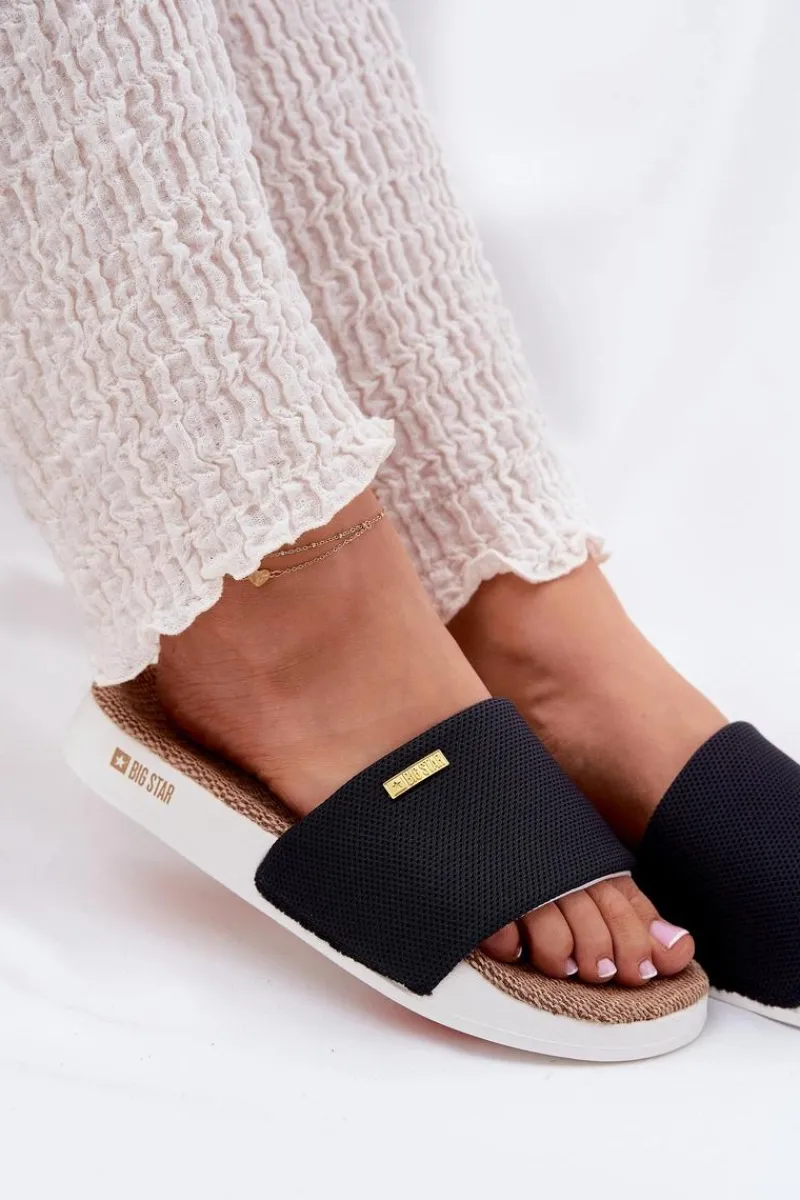 Sale Big Star Shoes Klapki Damskie Big Star RR274A108 Czarne Czarny