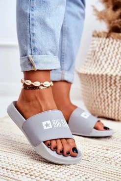 Klapki Damskie Big Star|Klapki Damskie Klasyczne>Big Star Shoes Klapki Damskie Big Star Szare GG274042