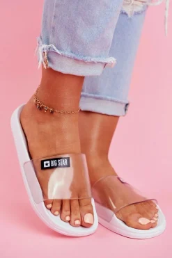 Online Big Star Shoes Klapki Damskie Big Star Transparentne Białe DD274A258