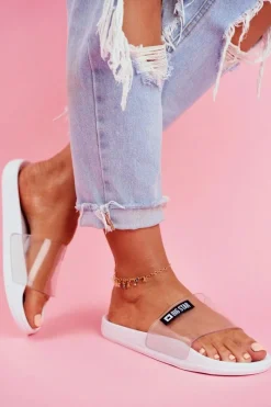 Online Big Star Shoes Klapki Damskie Big Star Transparentne Białe DD274A258