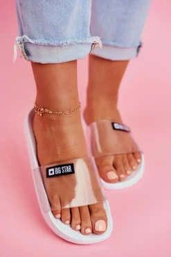 Online Big Star Shoes Klapki Damskie Big Star Transparentne Białe DD274A258