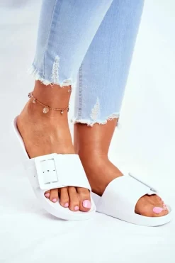 Klapki Damskie Big Star|Klapki Damskie Klasyczne>Big Star Shoes Klapki Damskie Big Star z Klamrą Białe FF274A391 Biały