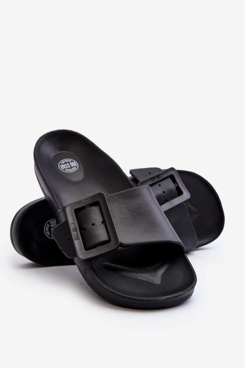 Klapki Sportowe|Klapki Damskie Big Star>Big Star Shoes Klapki Damskie Big Star z Klamrą Czarne FF274A389 Czarny