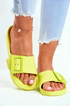 Klapki Damskie Big Star|Klapki Damskie Klasyczne>Big Star Shoes Klapki Damskie Big Star z Klamrą Zielone FF274A390