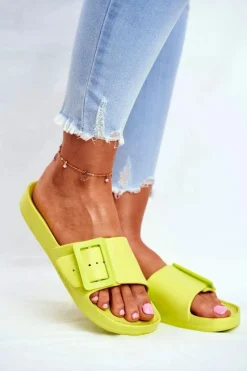 Klapki Damskie Big Star|Klapki Damskie Klasyczne>Big Star Shoes Klapki Damskie Big Star z Klamrą Zielone FF274A390