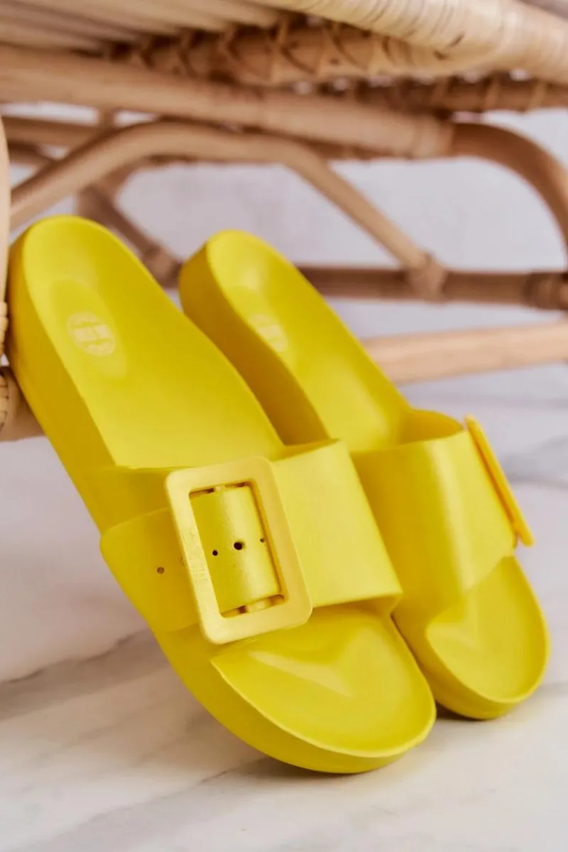 Clearance Big Star Shoes Klapki Damskie Big Star z Klamrą FF274A392 Żółte