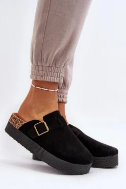 Outlet Boto Klapki Damskie Chodaki Na Platformie Czarne Jorffia