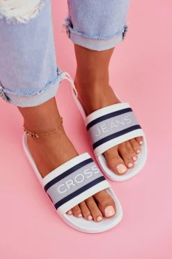 Online Cross Jeans Klapki Damskie Białe FF2R4158C