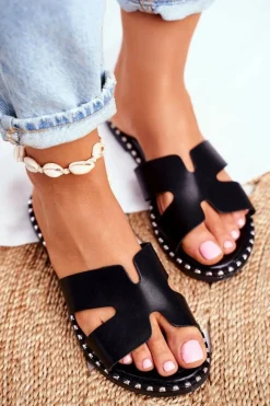 Discount Klapki Damskie Dżety Czarne Montiago Damskie Klapki Damskie Klasyczne