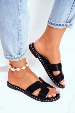 Discount Klapki Damskie Dżety Czarne Montiago Damskie Klapki Damskie Klasyczne